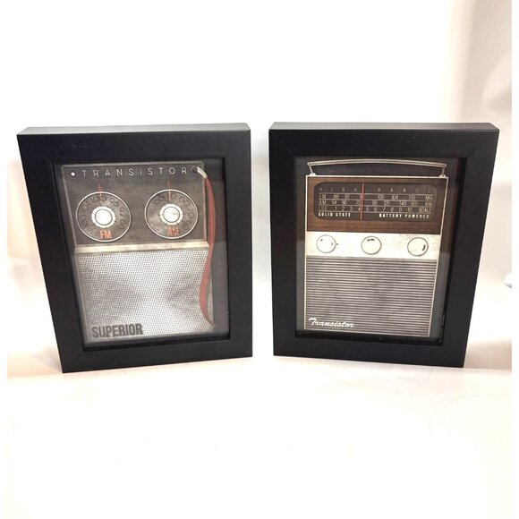Vintage-Inspired Transistor Radio Wall Art Prints In Black Frames - Picture 1 of 5